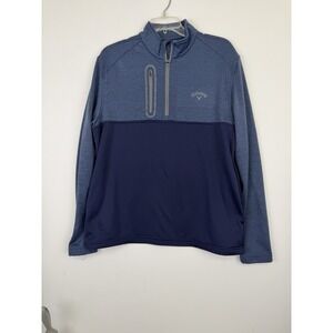 Callaway quarter zip men's fleece lined jacket blue size medium